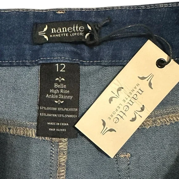 Nanette Lepore Belle High Rise Ankle Skinny stretch jeans size 12 - NWT! - Picture 6 of 7